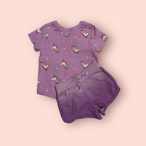 PURPLE UNICORN TSHIRT/SHORTS 2 PIECE
